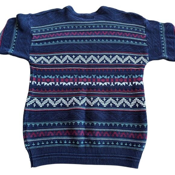 Vintage Jantzen Geo Striped Acrylic Sweater Size M Crewneck Grandpa Dad Preppy - Picture 7 of 8